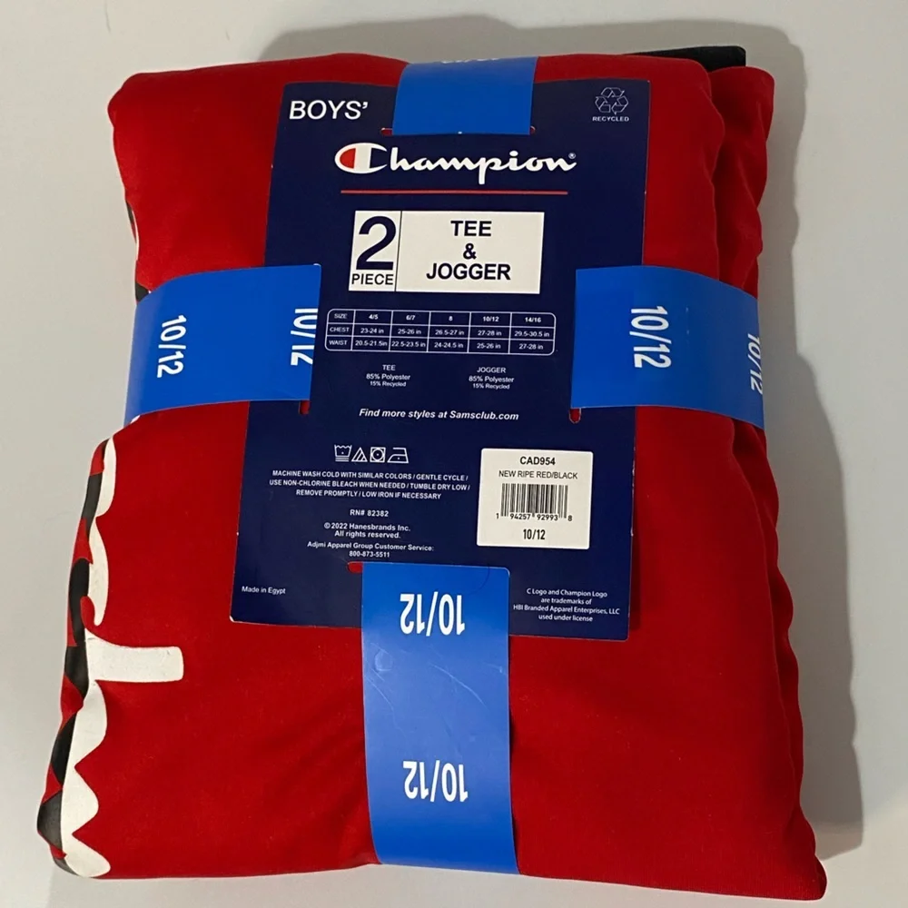 Champion Red Tee and Jogger Set for Boys
